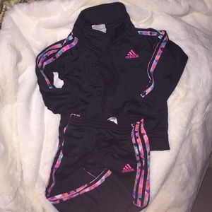 Adidas Floral Striped Black Track Suit